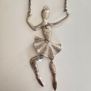 Vintage Polcini Dancing Articulated Ballerina Pendant Necklace Lee Menichetti